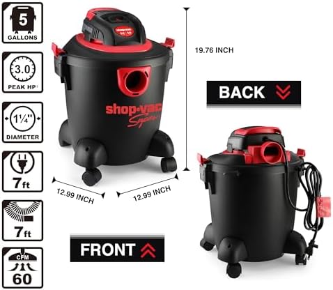 Shop-Vac 2035089 5 Gallon 3.0 Peak HP Wet/Dry Vac with Blower Function - Image 5