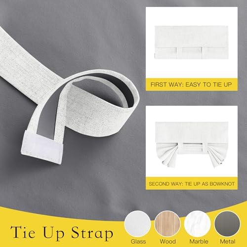 NICETOWN Linen 100% Blackout French Door Curtains, 1 Panel, Ivory White - Image 2