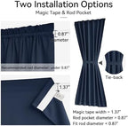 Vatge Privacy French Door Curtain - Thermal Insulated Self Adhesive Blackout Door Curtains with Tieback, 1 Panel, W54 x L40, Navy - Image 2