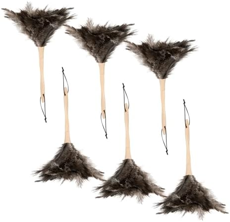 Superio Ostrich Feather Duster Fluffy Dust Remover, with Wooden Handle Reusable for Cleaning Homes, Ceilings, and Furniture (6 Pack) by Superio