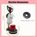 110V 17" Floor Scrubber Buffer Heavy Duty Polisher Machine Polished Waxed Refurbished Tile Scrubber Cleaner Wood Marble Cement Pavement Epoxy Rubber Carpet - Image 3