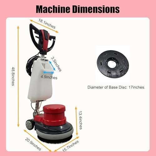 110V 17" Floor Scrubber Buffer Heavy Duty Polisher Machine Polished Waxed Refurbished Tile Scrubber Cleaner Wood Marble Cement Pavement Epoxy Rubber Carpet - Image 3