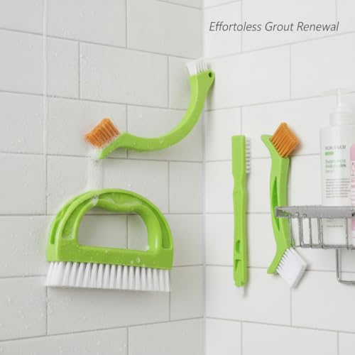 Grout Cleaning Brush Set, 4-Piece Tile Scrubbing Tool Kit for Narrow Gaps and Corners, Durable PP Plastic Crevice Cleaner for Bathroom Shower and Kitchen Backsplash (Set of 4) - Image 3