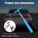 Dickno Car Side Mirror Squeegee, 35.6'' Retractable Rearview Mirror Wiper, Mini Portable Auto Window Squeegee Cleaner, Universal Vehicle Glass Cleaning Tool for Rainy Foggy Weather (Blue) - Image 2