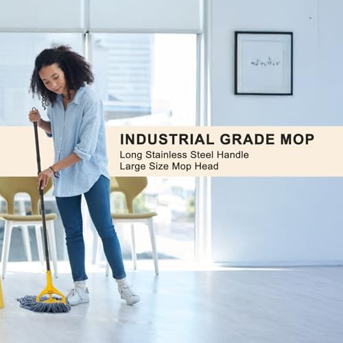 Commercial Industrial Mop with 3 Extra Large Reusable Replacement Head - Image 6