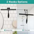 Shower Squeegee for Glass Doors,10-Inch Shower Glass Squeegee, Matte Black Shower Squeegee for Shower Doors,Mirror,Windows, with Shower Door Hook and Adhesive Hook - Image 4