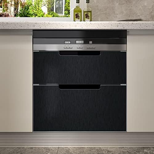 CRE8TIVE Thick Black Stainless Steel Contact Paper for Appliances Brushed Metallic Black Wallpaper Peel and Stick Heat Resistant Removable Wallpaper for Kitchen Dishwasher Fridge Oven Cabinets 12"x80" - Image 2