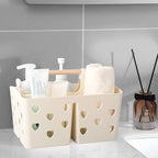Portable Shower Caddy Plastic Shower Basket Organizer with Handle, Beige - Image 2