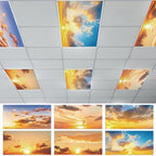 6 Pcs Fluorescent Light Covers with 60 Magnets Decorative for Classroom Ceiling Lights 4 x 2 Feet Magnetic Light Cover Filter Easy Install for Office Hospital Home Ceiling Supplies (Orange Sky) by Wiooffen