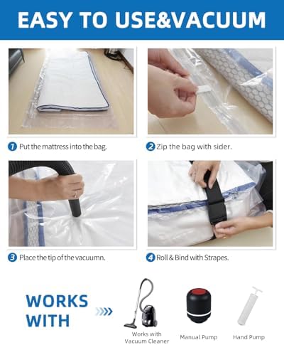 Vacuum Storage Bags for moving, Vacuum Seal Bags for Memory Foam, Latex, Clothing & Bedding, Space Saver Bags for Organization and Storage(XX-Large) - Image 4