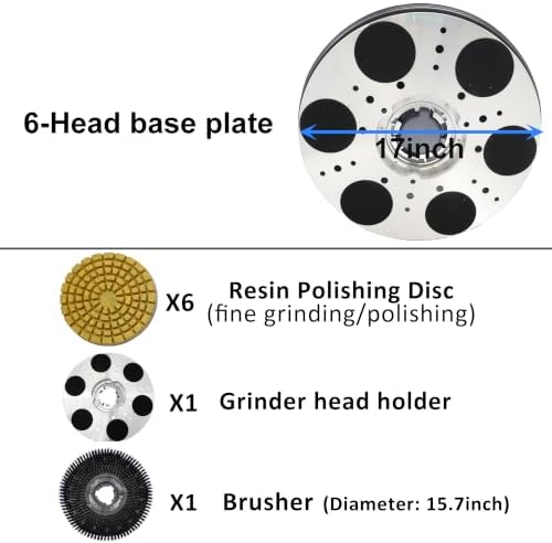 TECHTONGDA 6-Head Electric Stone Floor Grinding & Polishing Machine 16.9" Grinding Width Wet & Dry Dual-use 175 RPM/min with 12L Water Tank for Home Renovation Remodeling Garages Cleaning 220V - Image 3