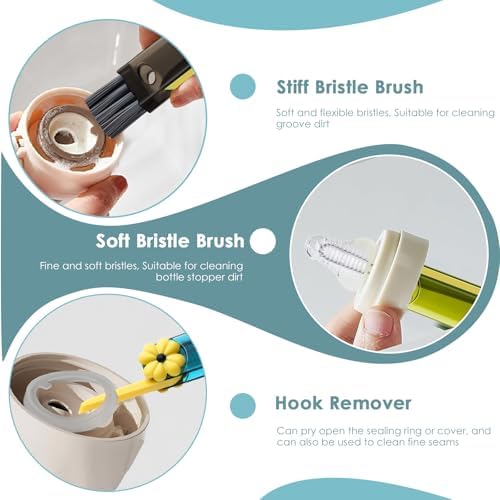 3 in 1 Cup Lid Gap Cleaning Brush Set, 3Pcs Multifunctional Bottle Cleaning Brush,Cup Lid Gap Cleaner, Home Kitchen Crevice Brush Tools - Image 3