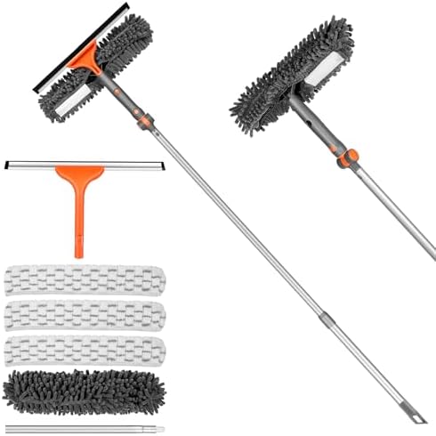 Chabatree Window Squeegee Cleaner Set 2-in-1 Window Cleaning Tool with Extendable Pole, Window Cleaning kit with Bendable Head for Indoor & Outdoor Glass for Car Indoor Outdoor High Windows by Unknown