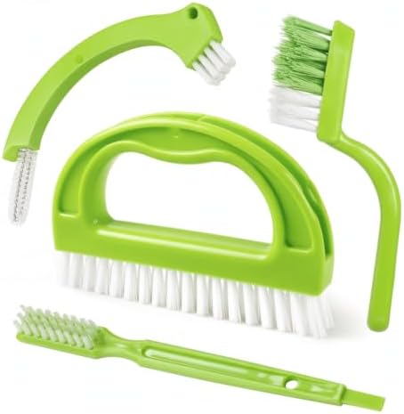 Grout Cleaning Brush Set, 4-Piece Tile Scrubbing Tool Kit for Narrow Gaps and Corners, Durable PP Plastic Crevice Cleaner for Bathroom Shower and Kitchen Backsplash (Set of 4) by Unknown