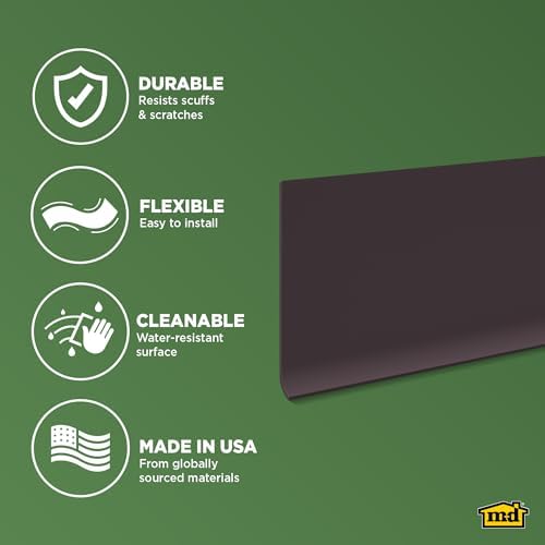 MD Building Vinyl Wall Base, Brown, 4in x 48in Dry Back Trim - Image 4