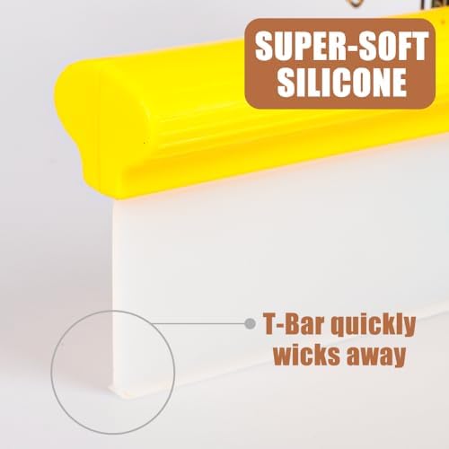 12" Silicone Car Squeegee, T-Bar Water Blade for Drying (Yellow) - Image 2