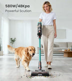 Cordless Vacuum Cleaner, Upgraded 580W 48KPA 65Mins Vacuum Cleaners for Home, Cordless Stick Vacuum Cleaner with Self-Standing and LED Screen, Anti-Tangle Wireless Vacuum for Pet Hair/Carpets/Floors - Image 2