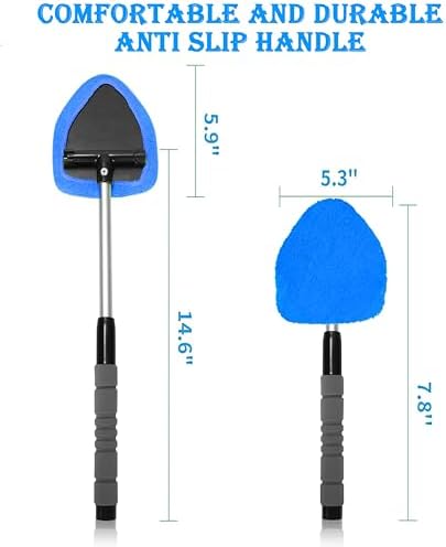 Car Windshield Cleaner Tool with Reusable Pads Extendable Handle(Blue) - Image 4