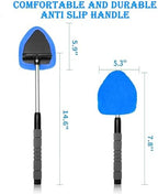 Car Windshield Cleaner Tool with Reusable Pads Extendable Handle(Blue) - Image 4
