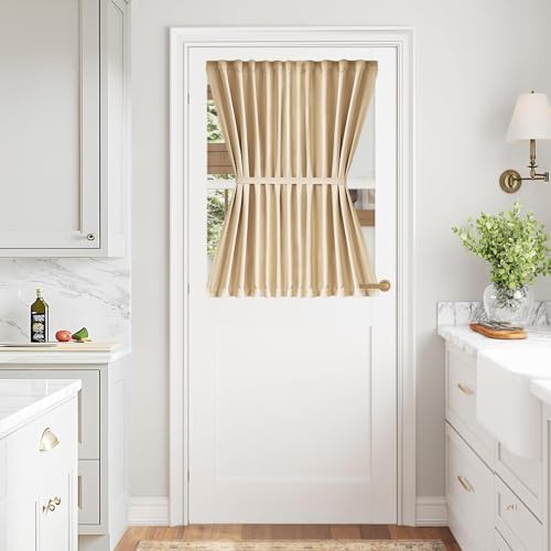Vatge French Door Curtain Panels for Entry Door Foyer, Privacy Not See Through Door Curtain Panels, 1 Panel, W54 x L40, Beige by Vatge