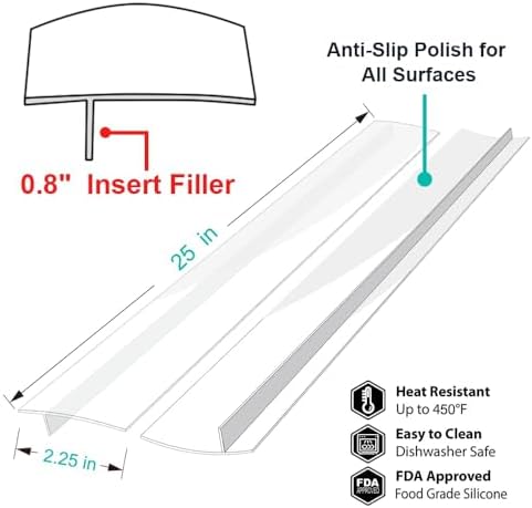 Stove Counter Gap Cover - 25 Inch Silicone Oven Gap Filler 2 Pack Clear - Image 3
