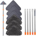 Wall Mop with 80 Inches Long Handle, Wall Cleaner Mop Tool for Window/Walls/Ceiling Fans/Dust/Baseboard/Floors Clean, 360° Ceilings Cleaner Tool Duster with Squeegee 6 Replacement Pads by Unknown