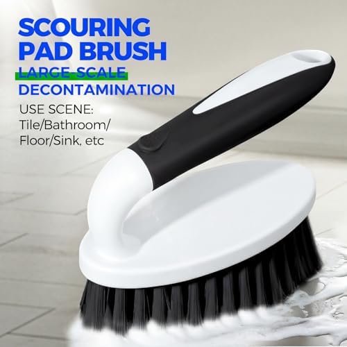 Holikme Cleaning Brush Set for Household Use, Scrub Brush, Kitchen Brush, Tile Lines Brush for Bathroom, Floor, Tub, Shower and Kitchen Surface (Charcoal) - Image 2