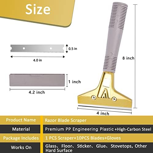 Razor Blade Scraper with 30 PCS Extra Blades and Gloves. - Image 3