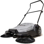 Dapper Supply Walk-Behind Outdoor Hand Push Floor Sweeper - 5.25 Gallon Capacity - 25.5" Sweeping Width - Sweeps up to 27,900 ft/Hour, Grey by DapperSupply