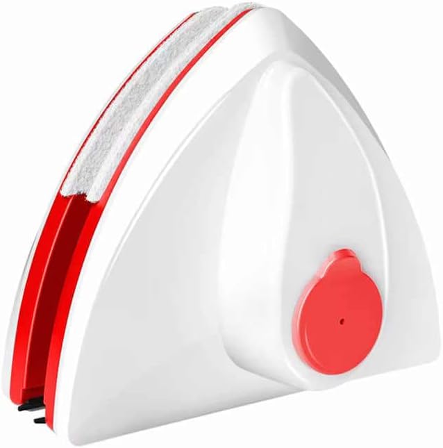 Magnetic Glass Cleaner, Double-Sided Window Cleaning Tool, ABS and Rubber Construction, for 8-15mm Glass Thickness, with Safety Rope, Red by Unknown