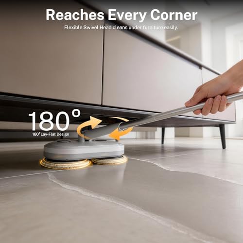 GOBOT Cordless Electric Spin Mop - Lightweight Powerful Cleaner for Hardwood, Tile, Laminate & Vinyl Floors with 6 Washable Pads (White, Blue, Red) - Image 5
