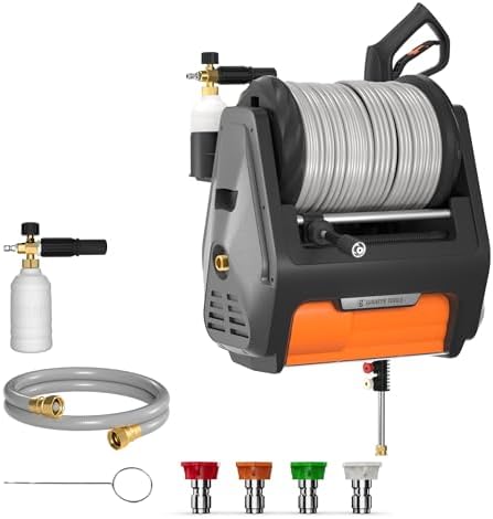 Giraffe Tools Retractable Wall Mount Pressure Washer Pro with 100FT Hoses by GiraffeTools