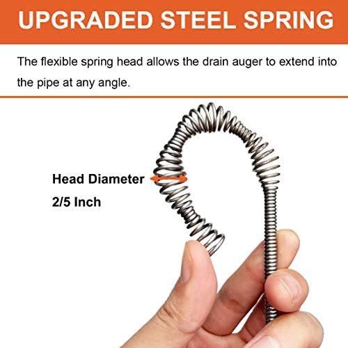 Drain Auger, Clog Remover with Drill Adapter, 25 Feet Flexible Plumbing Snake Use Manually or Powered for Kitchen, Bathroom and Shower Sink, Comes with Gloves (orange) - Image 5
