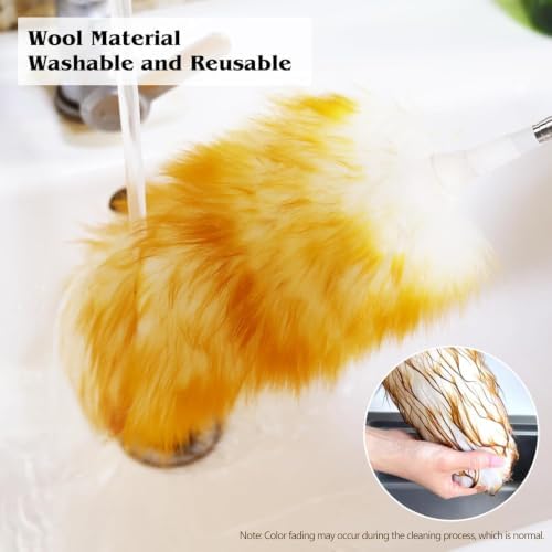Lambswool Extendable Duster 29-110 Inch, Anti-Static Flexible Head, Stainless Steel Pole for High Ceilings, Fans, Interior & Roof Dusting. - Image 4