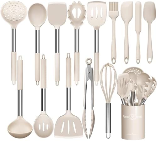 Stainless Steel Kitchen Cooking Utensil Set, Umite Chef 15 pcs Utensils - Nonstick Cookware Set Spatula -Kitchen Gadgets Tools Gift by UmiteChef
