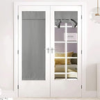 NICETOWN Silver Grey Blackout French Door Curtain Window Cover by NICETOWN