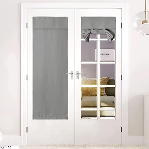 NICETOWN Silver Grey Blackout French Door Curtain Window Cover by NICETOWN