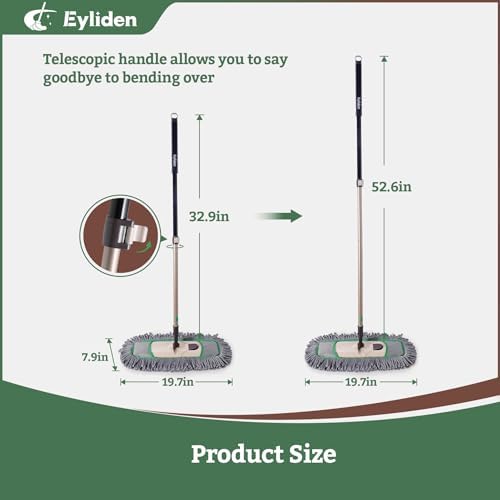 Eyliden Pro Dust Mop for Floor Cleaning, 3 Reusable Microfiber Thicker Pads - Image 2