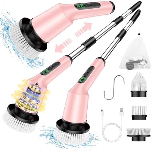 Electric Spin Scrubber for Bathroom, Shower Scrubber with Long Handle by CTMAST