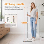 Floor Squeegee Broom, 62" Long Handle with 2 Washable Microfiber Pads - Image 6