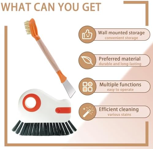 Groove Cleaning Brushes 2 in 1 Window Track Cleaner Cleaning Tools, Multifunction Hard Bristle Grout Crevice Cleaning Brush with Scraper for Kitchen Stove Sink, Sliding Door Track, Window Sill, 2PCS - Image 2