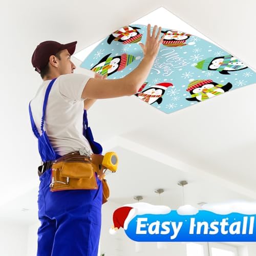 Wiooffen 8Pcs Christmas Fluorescent Light Covers with 80 Magnets Christmas Decoration for Classroom Ceiling Light 4 x 2 Feet Magnetic Lights Covers Filter for Office Hospitals Home Classroom Decor - Image 6