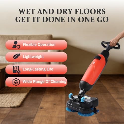 Industrial Floor Buffer Machine Commercial Floor Scrubber 360° Flexible Control 240 rpm Basic Speed 1200 sq.m/hr Efficiency 43-56db low Noise easy Maintenance for Offices Malls Warehouses Red - Image 6
