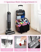 Marscamd Large Rolling Cleaning Caddy Bag with Detachable Trolley, Pink - Image 4
