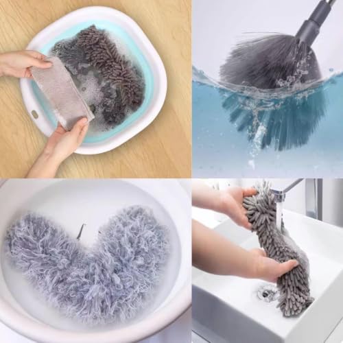 Microfiber Feather Duster Kit with 100” Extension Pole 6 PCS Reusable Bendable Washable Dusters for Cleaning Machine Washable Ceiling Fan Cleaner Duster for Cleaning Cobweb, Furniture, Blinds，Ceiling - Image 7