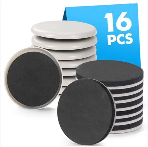 16-Pack Furniture Sliders for Hardwood Floors & Carpet, Save 80% Effort Safely and Easily, The Glide Tool Set for Heavy Furniture and Appliances, Reusable Moving Pads (8 Plastic & 8 Felt, 3.5" Slider) by Shnbxtnd