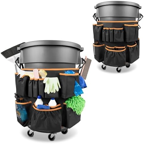 HODRANT Trash Can Caddy Bag with 13 Pockets Fit 32-55 Gallon Garbage Bin by HODRANT