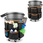 HODRANT Trash Can Caddy Bag with 13 Pockets Fit 32-55 Gallon Garbage Bin by HODRANT
