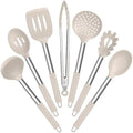 E-far Silicone Cooking Utensils Set, 7-Piece Khaki Kitchen Utensils Set by E-far