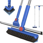COBETE Floor Scrubber Grout Brush with 16.92IN Large Floor Rubber Squeegee, V-Shaped Scrub Brush and Foam Squeegee Collaborate Cleaning For Tiles, Marble, Glass in Bathrooms, Kitchen,Garages, Pet Hair by COBETE